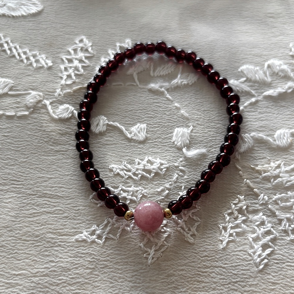 Gifts for Her🎁 Garnet & Rose Quartz Harmony Bracelet